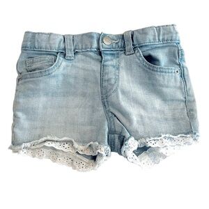 Cat & Jack Light Blue Denim Shorts with Eyelet Trim Kids 4T - Like New